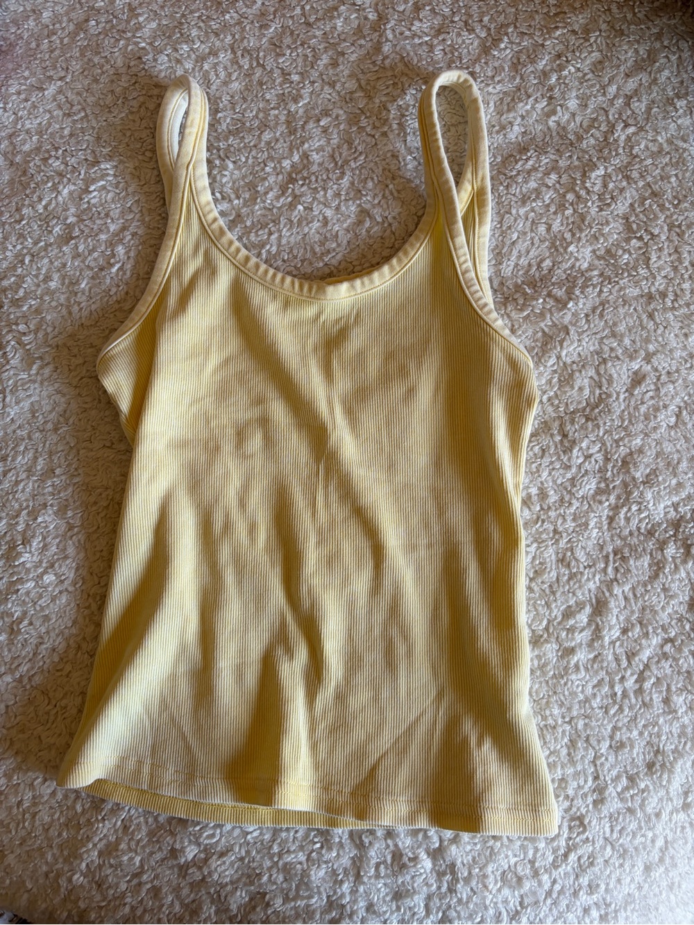 aerie Ribbed Scoop Tank Top - Pale Yellow
